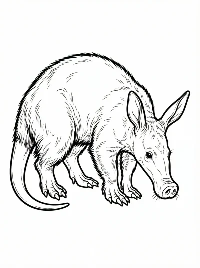 Aardvark Sniffing the Ground Coloring Page