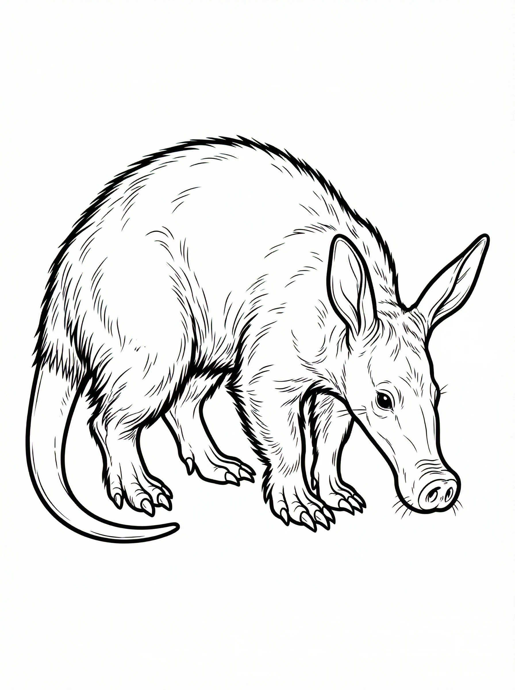 Aardvark Sniffing the Ground Coloring Page