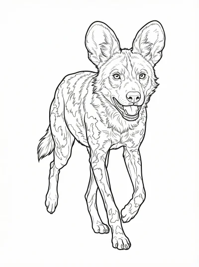 African Wild Dog Running Coloring Page
