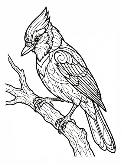 Blue Jay on a Branch Coloring Page