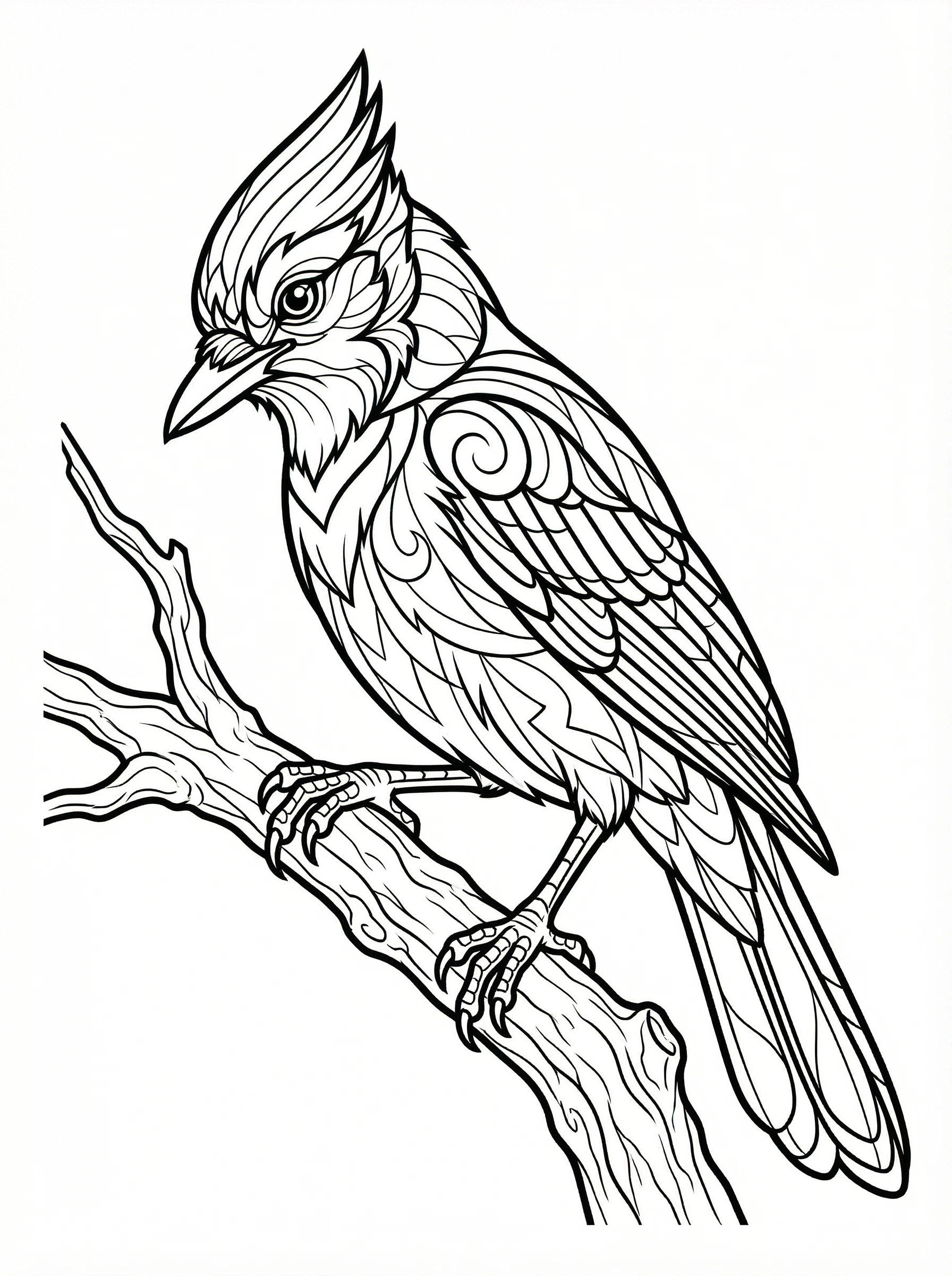 Blue Jay on a Branch Coloring Page