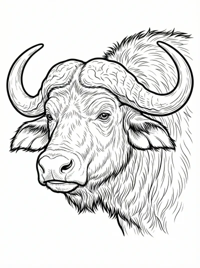 Cape Buffalo Coloring Page