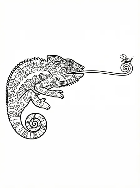 Chameleon Catching a Fly Coloring Page