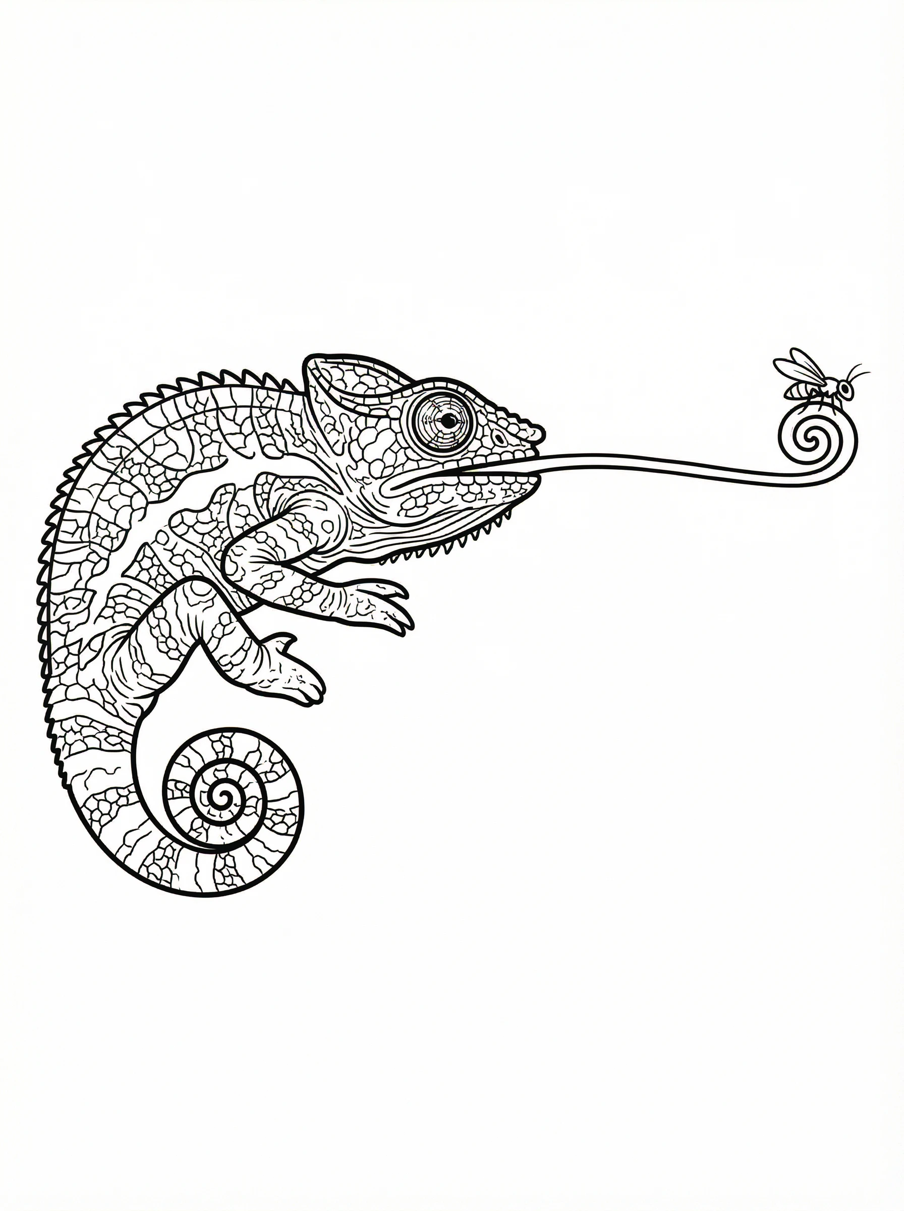 Chameleon Catching a Fly Coloring Page