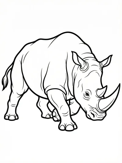Charging Rhinoceros Coloring Page