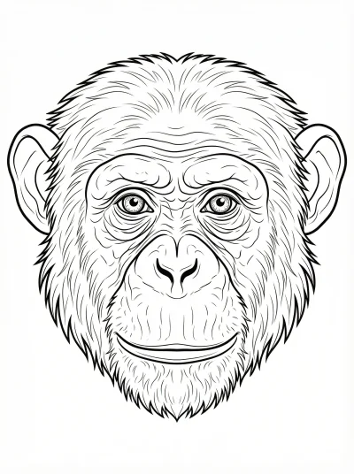 Chimpanzee Portrait Coloring Page