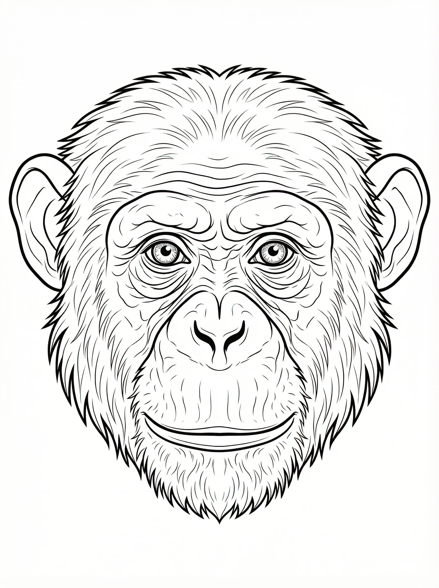 Chimpanzee Portrait Coloring Page