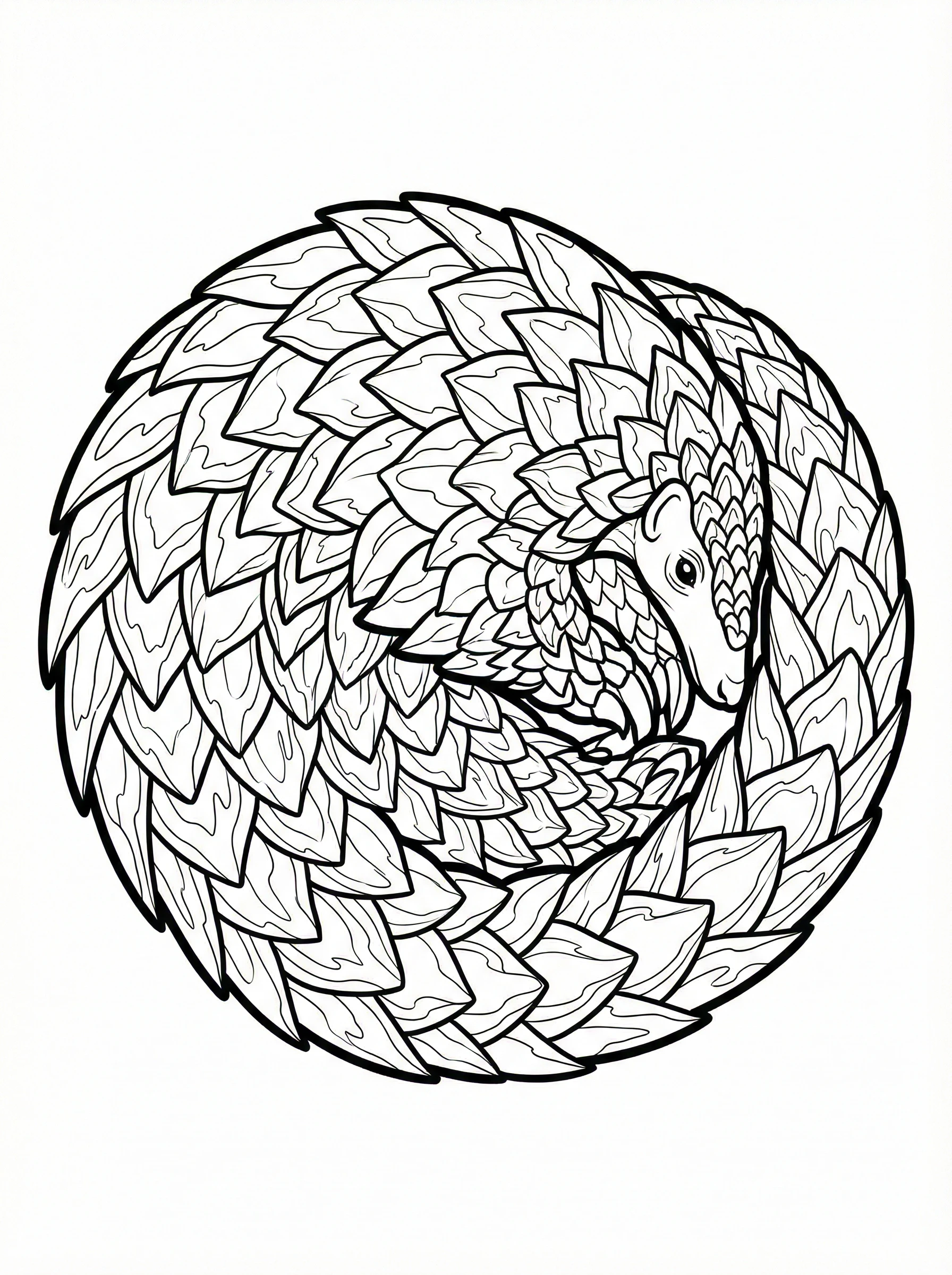 Curled Pangolin Coloring Page