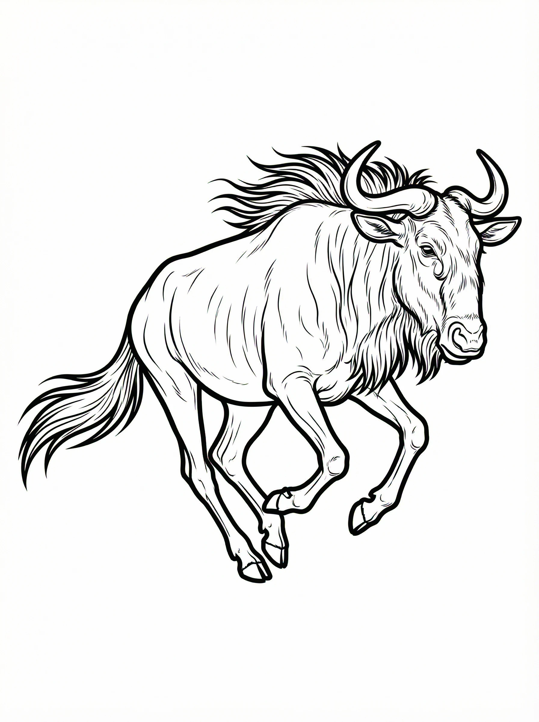 Galloping Wildebeest Coloring Page