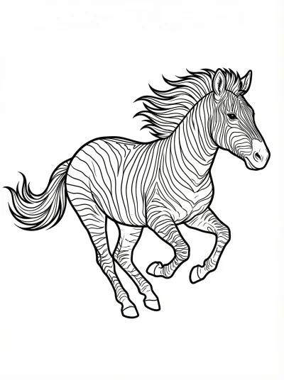 Galloping Zebra Coloring Page