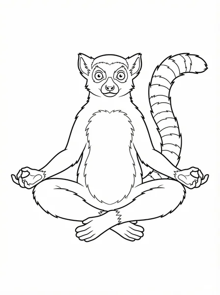 Meditating Ring-Tailed Lemur Coloring Page