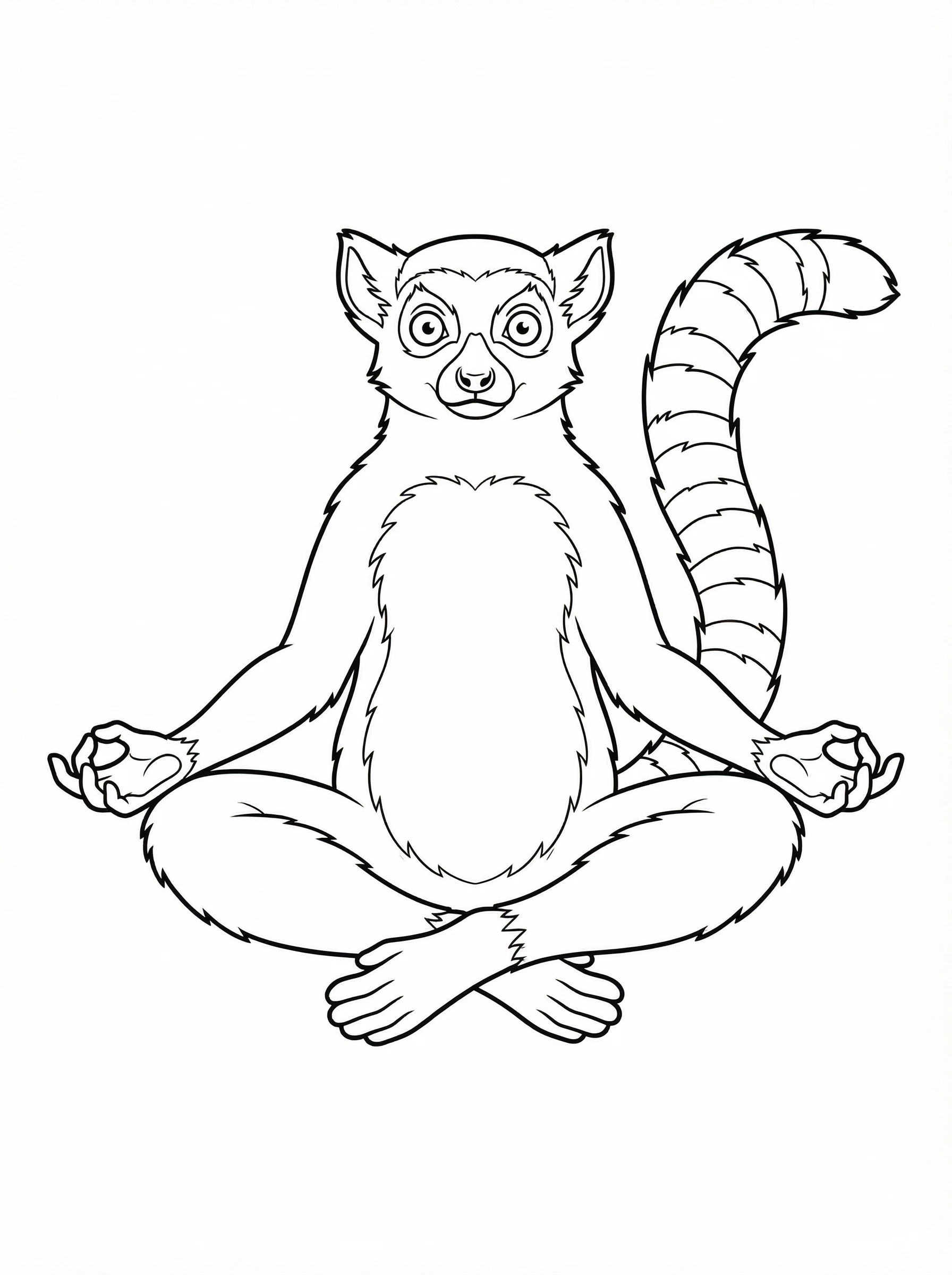 Meditating Ring-Tailed Lemur Coloring Page