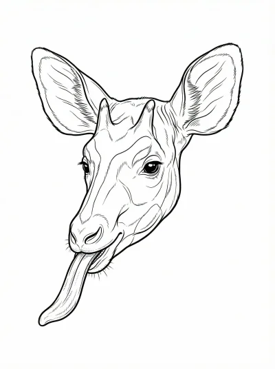 Okapi with Long Tongue Coloring Page