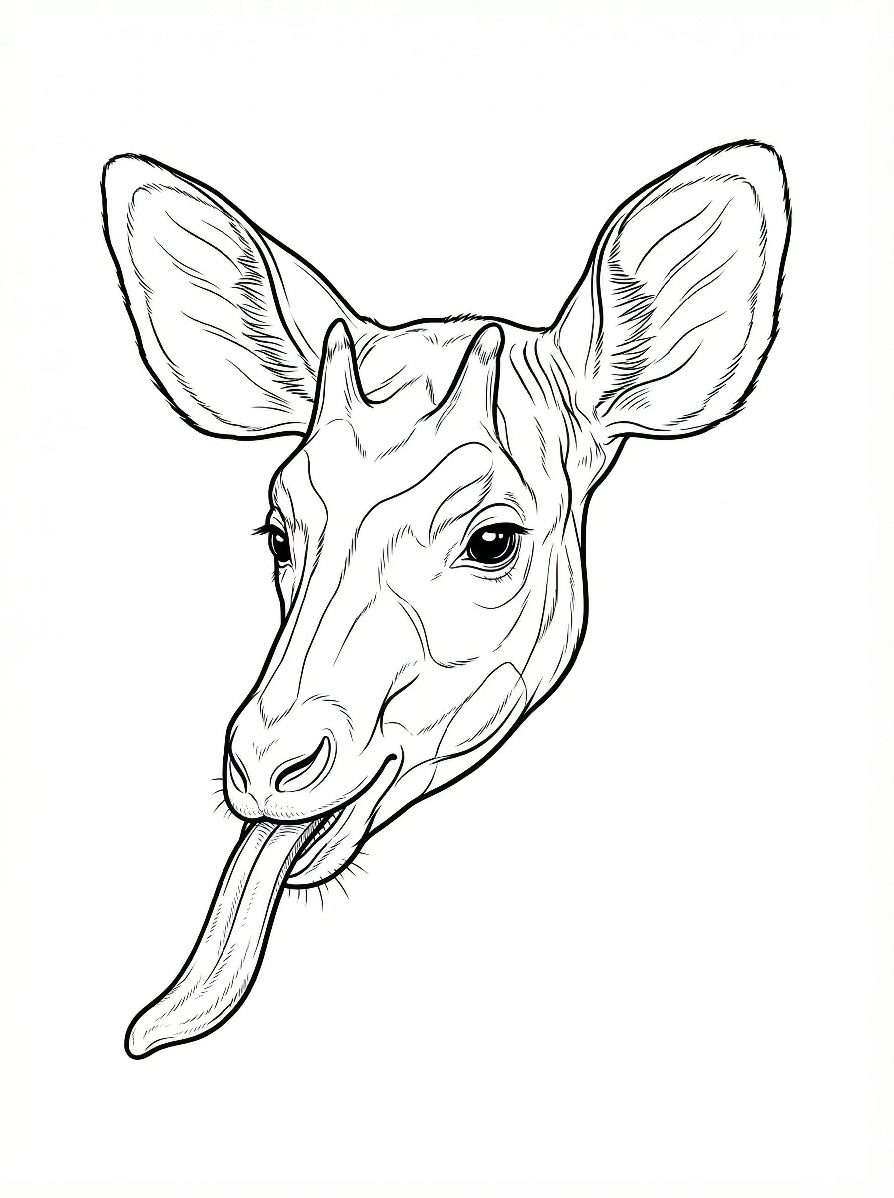 Okapi with Long Tongue Coloring Page