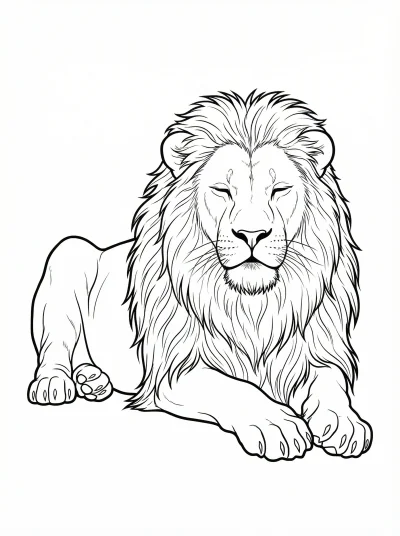 Resting Male Lion Coloring Page