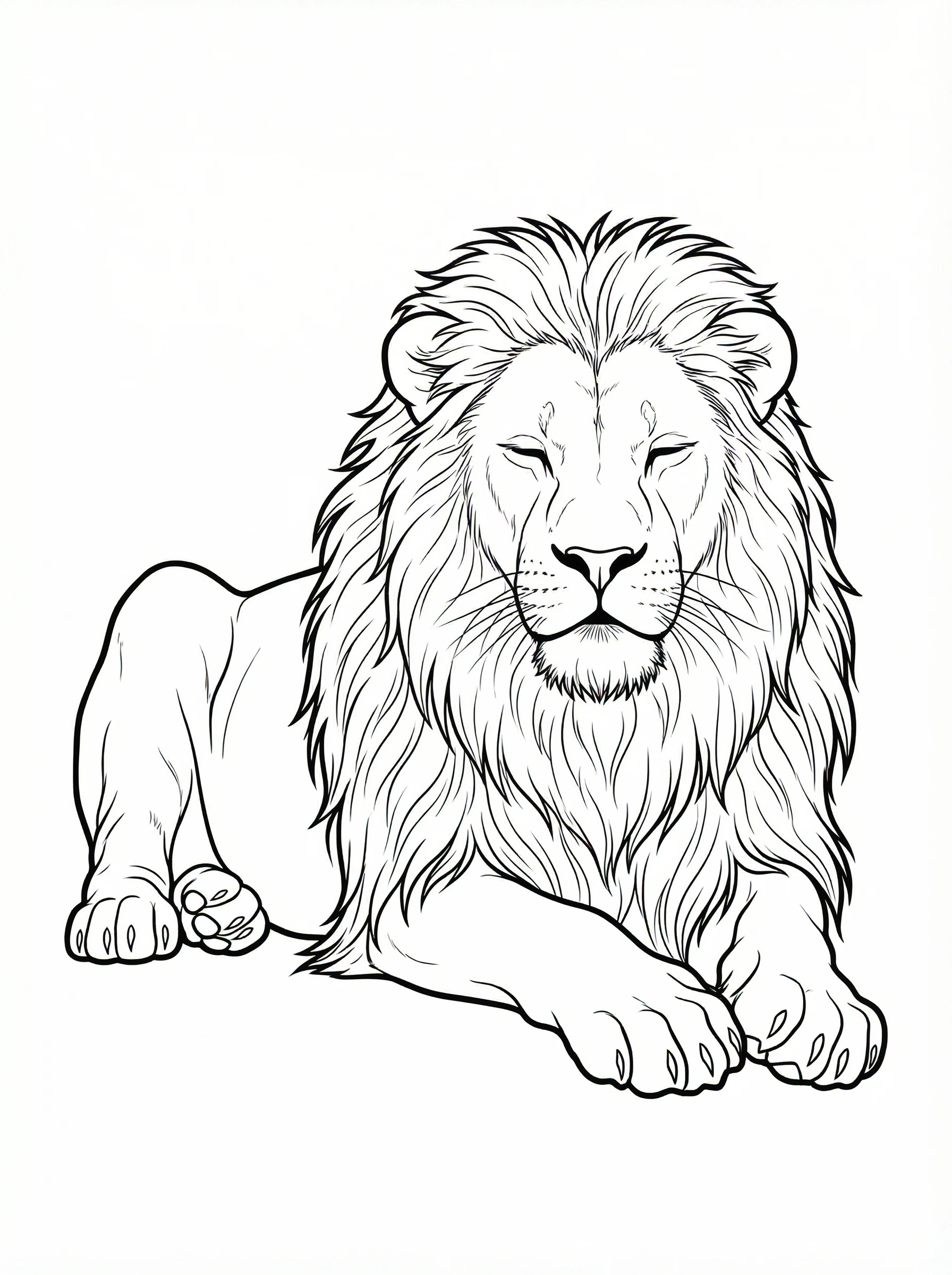 Resting Male Lion Coloring Page