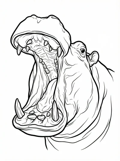 Roaring Hippo Coloring Page
