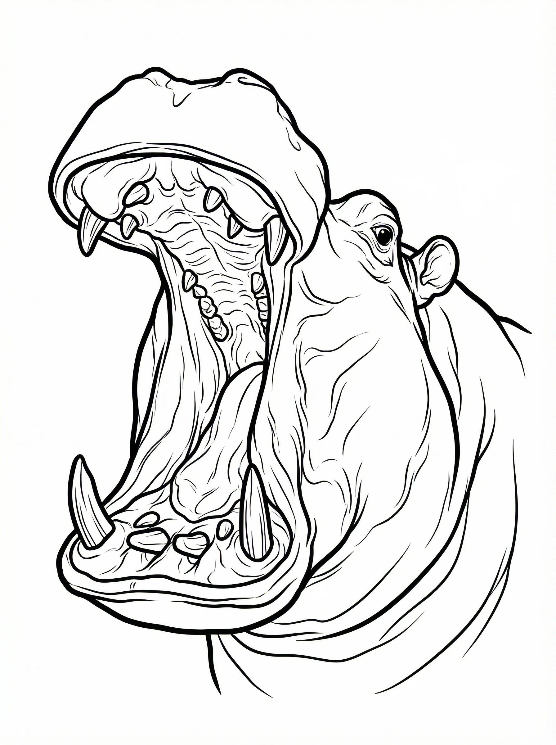 Roaring Hippo Coloring Page