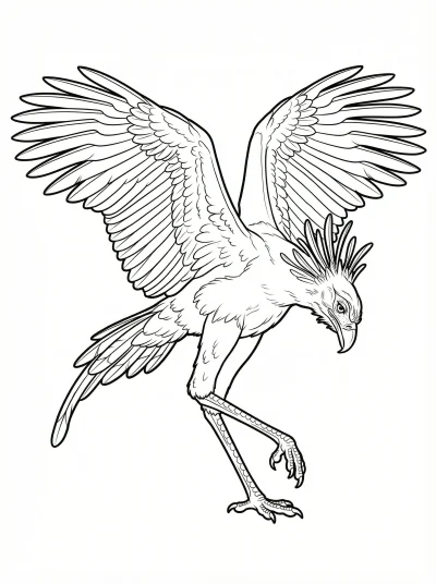 Secretary Bird Stomping Coloring Page