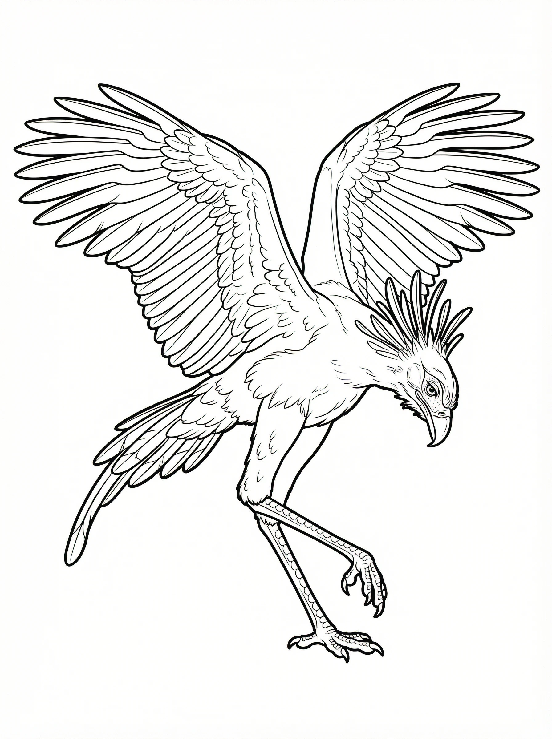 Secretary Bird Stomping Coloring Page
