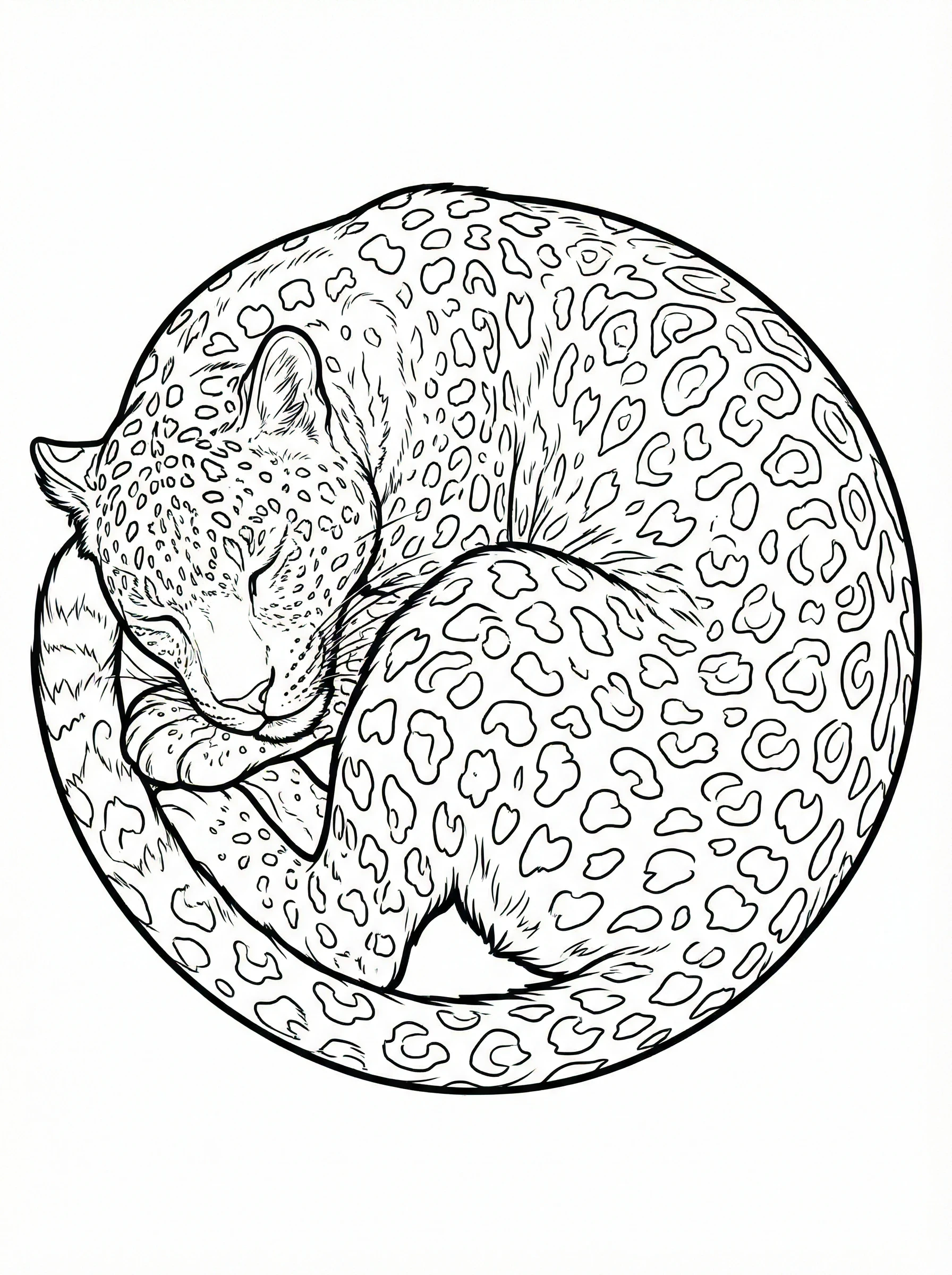 Sleeping Leopard Coloring Page