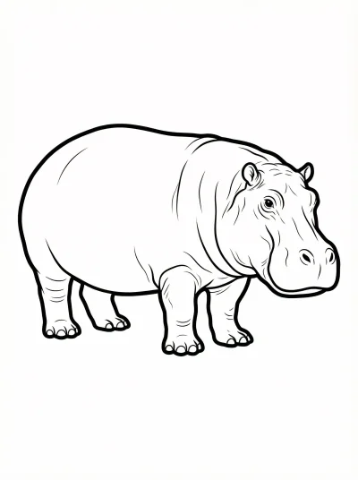 Standing Hippopotamus Coloring Page