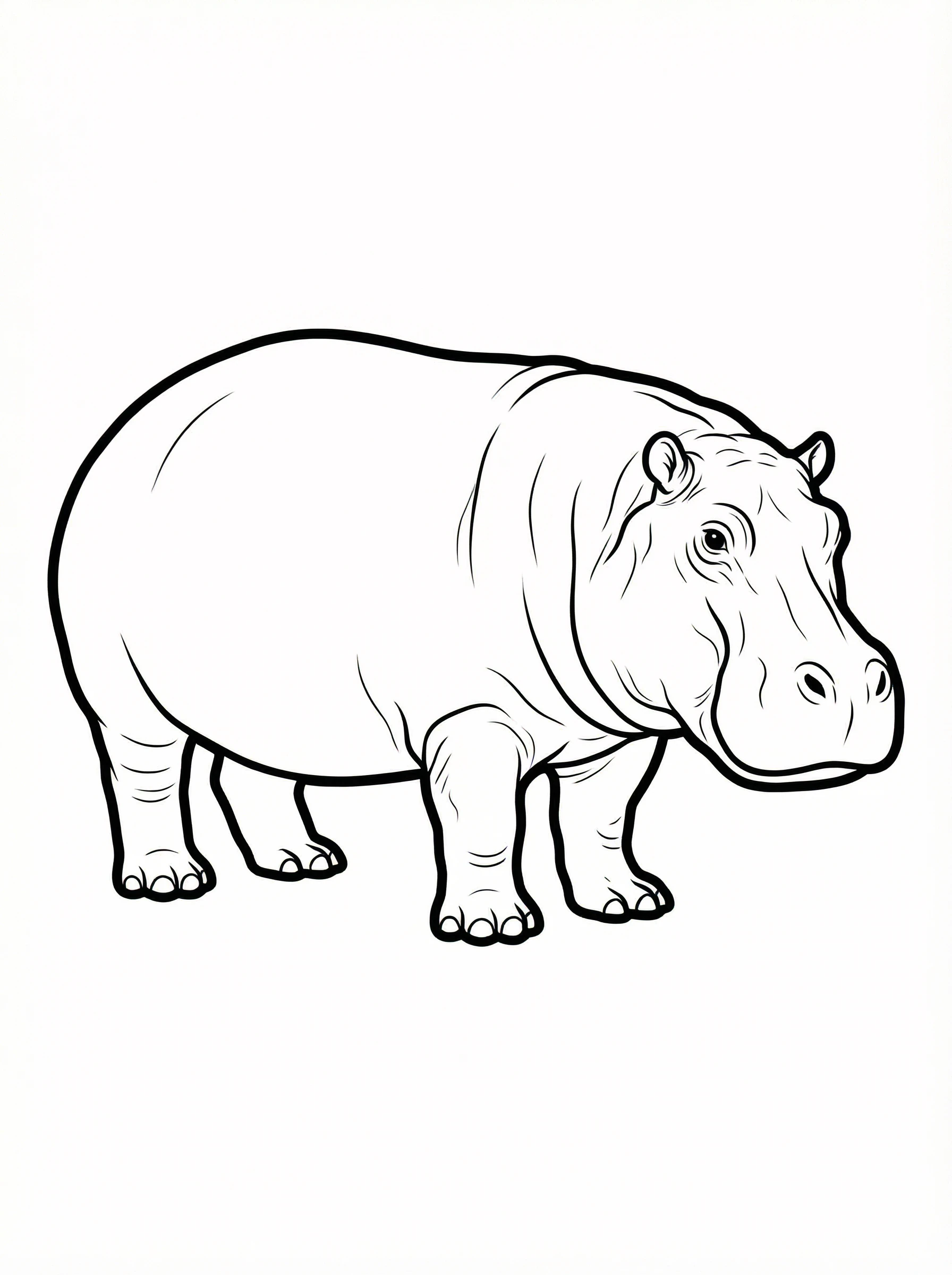 Standing Hippopotamus Coloring Page