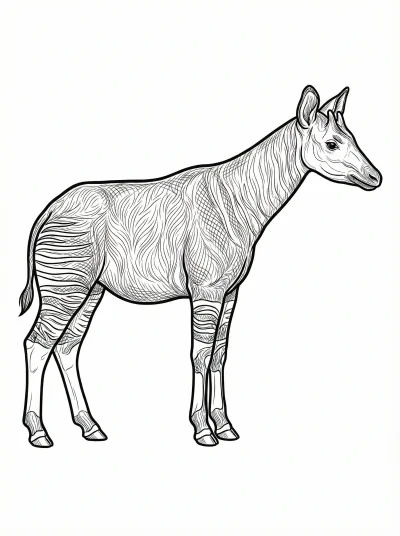 Standing Okapi Coloring Page