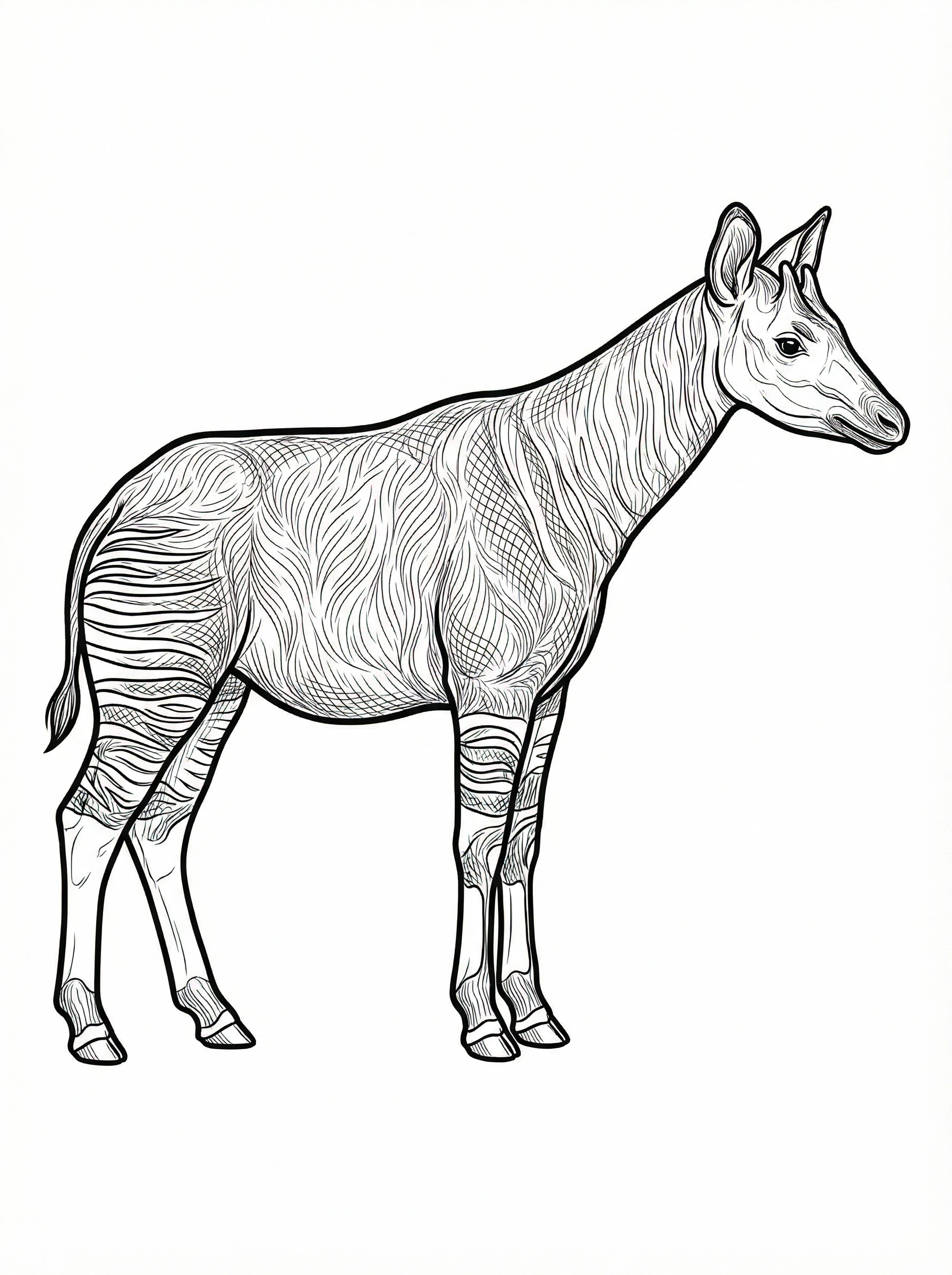 Standing Okapi Coloring Page