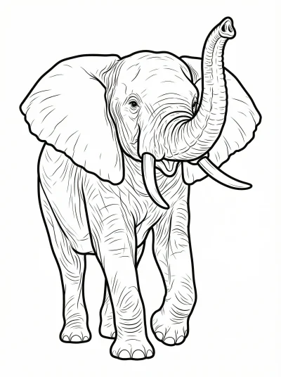 Trumpeting African Elephant Coloring Page