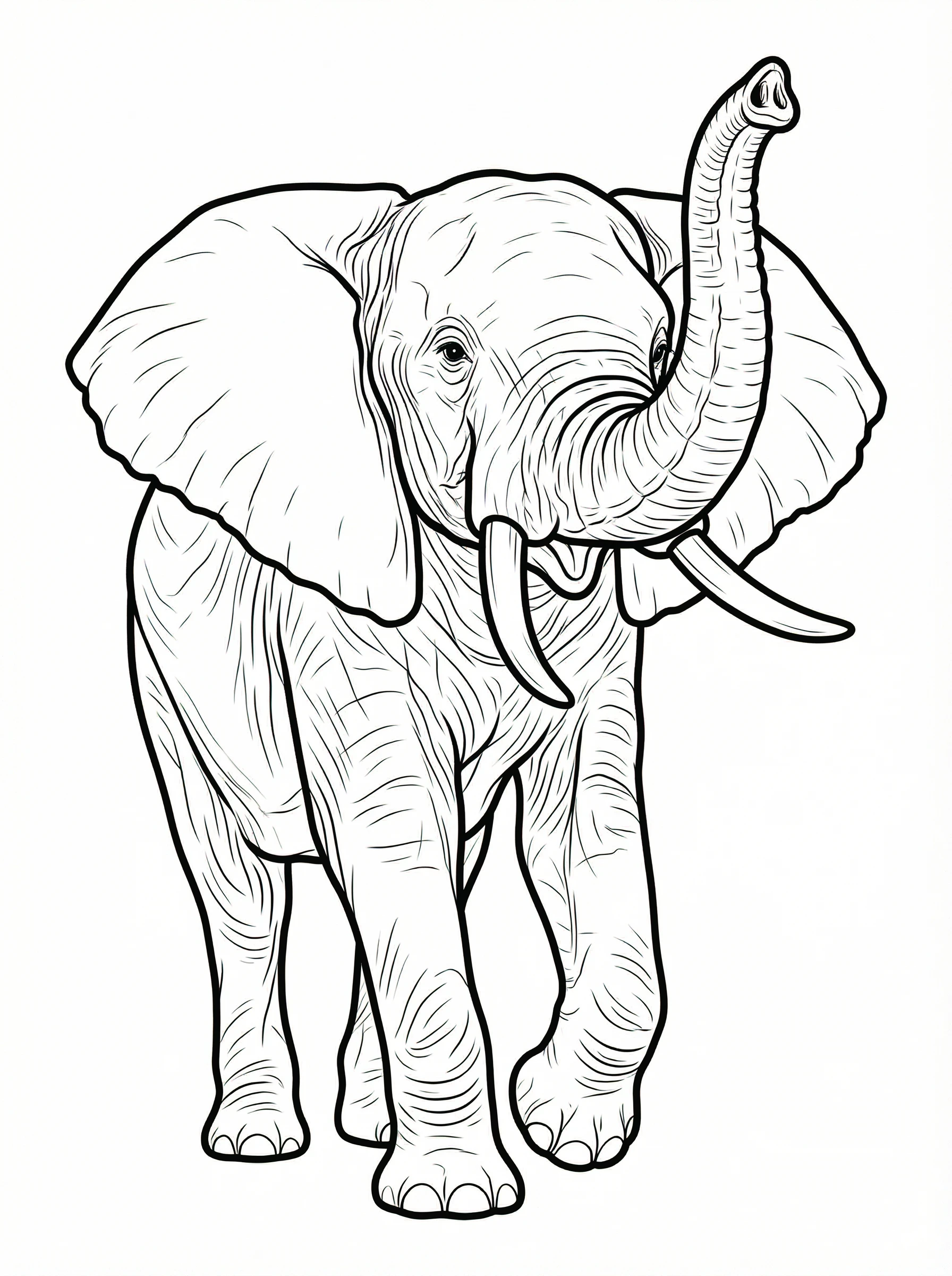 Trumpeting African Elephant Coloring Page