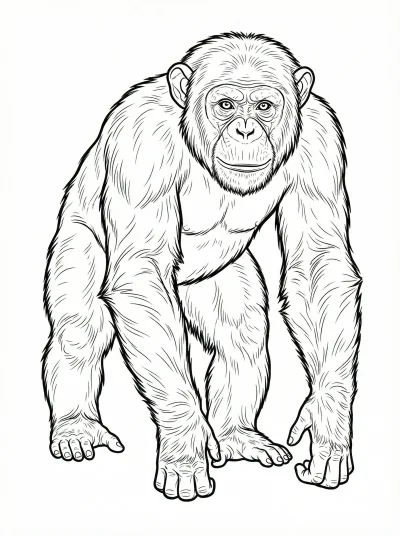 Walking Chimpanzee Coloring Page