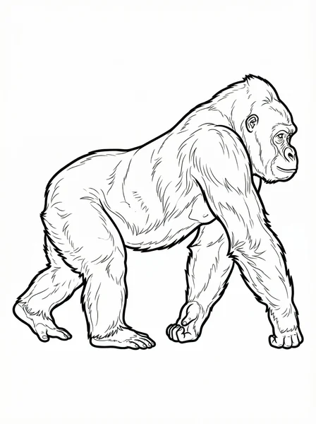 Walking Gorilla Coloring Page