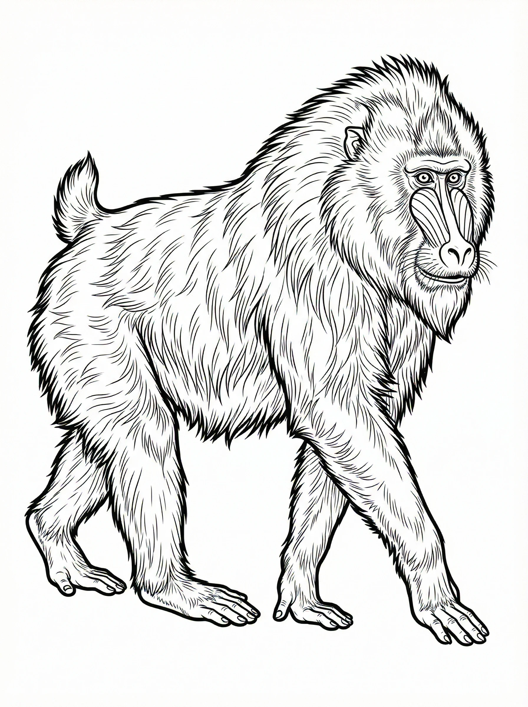 Walking Mandrill Coloring Page