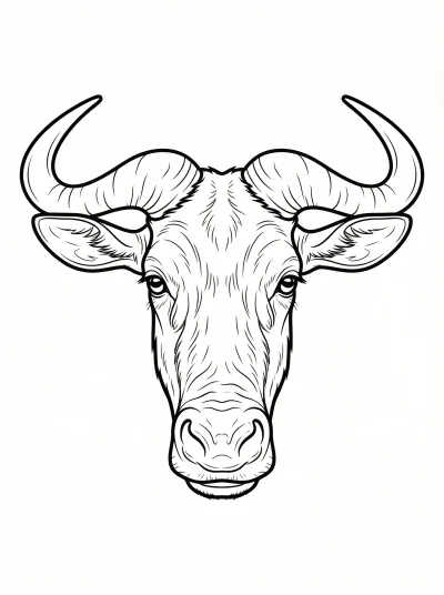 Wildebeest Head Coloring Page