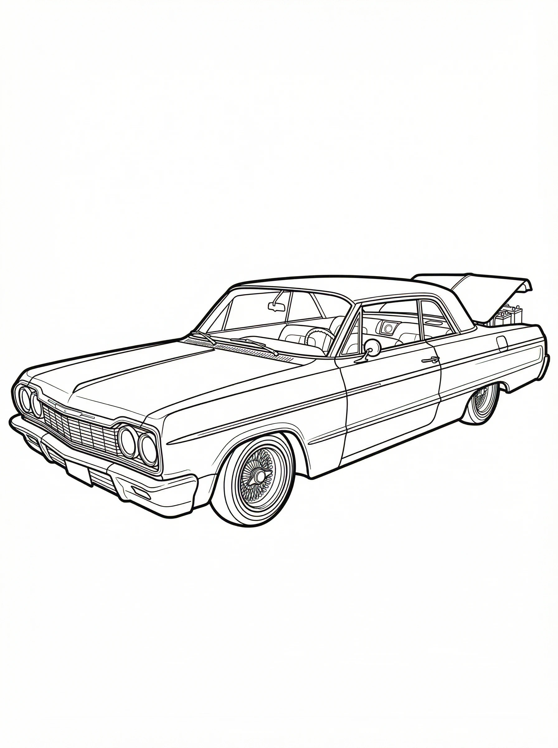 Classic Lowrider Car Coloring Page