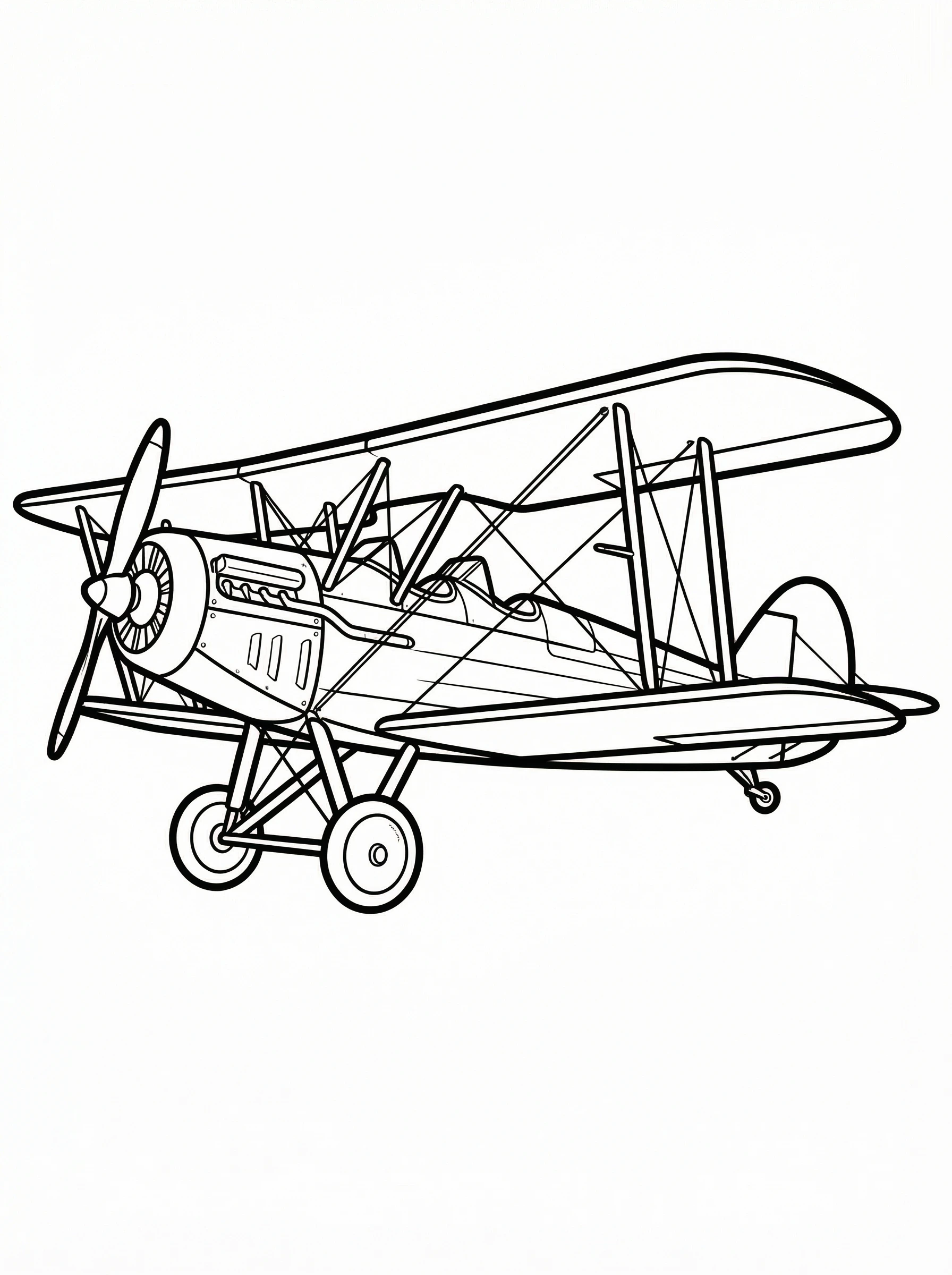 Bi Plane Coloring In Vintage Biplane Coloring Page