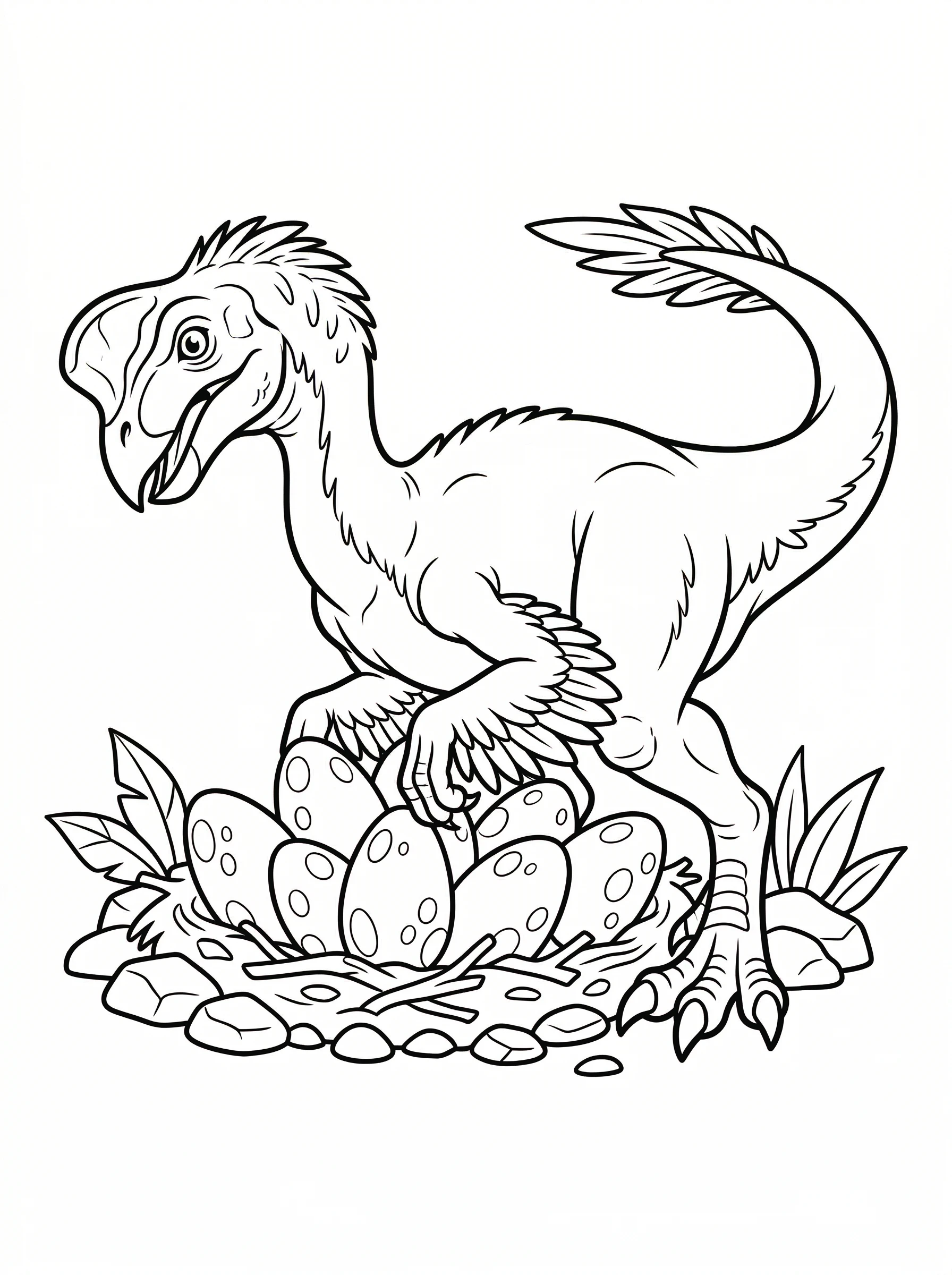 Oviraptor Guarding Nest Coloring Page oviraptor-guarding-nest-coloring-page