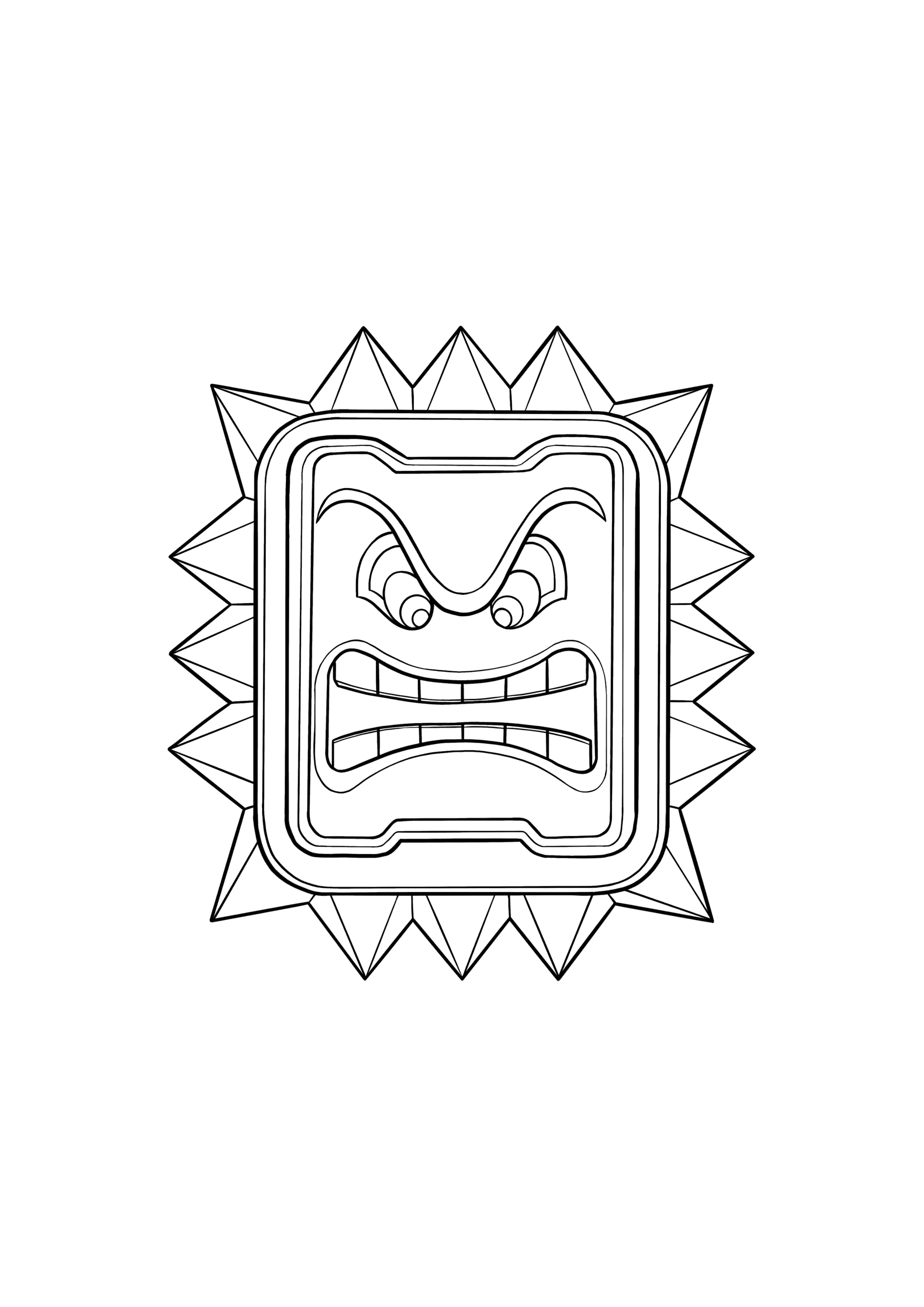 Angry Thwomp Coloring Page