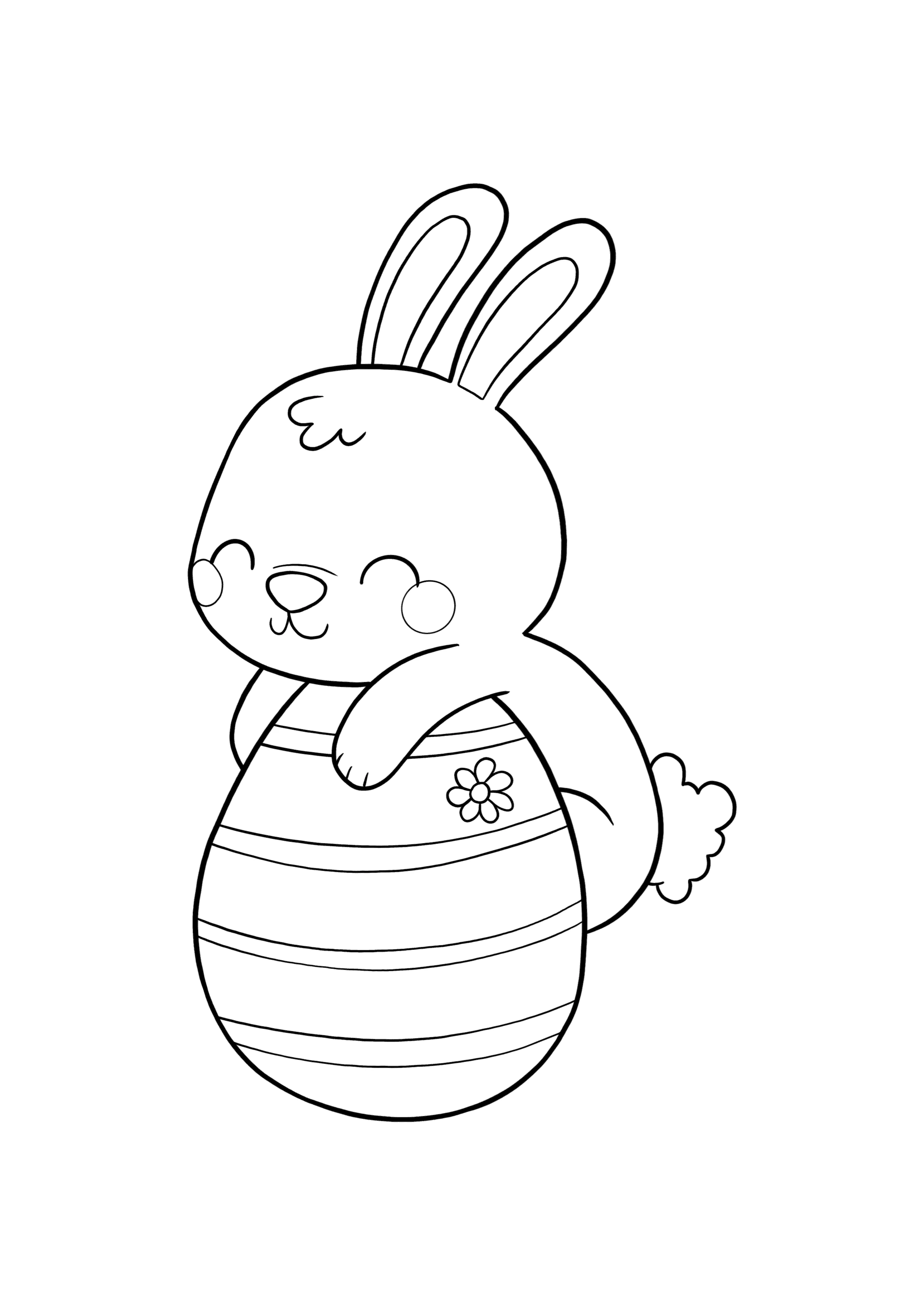 Easter Bunny Hugging an Egg Coloring Page