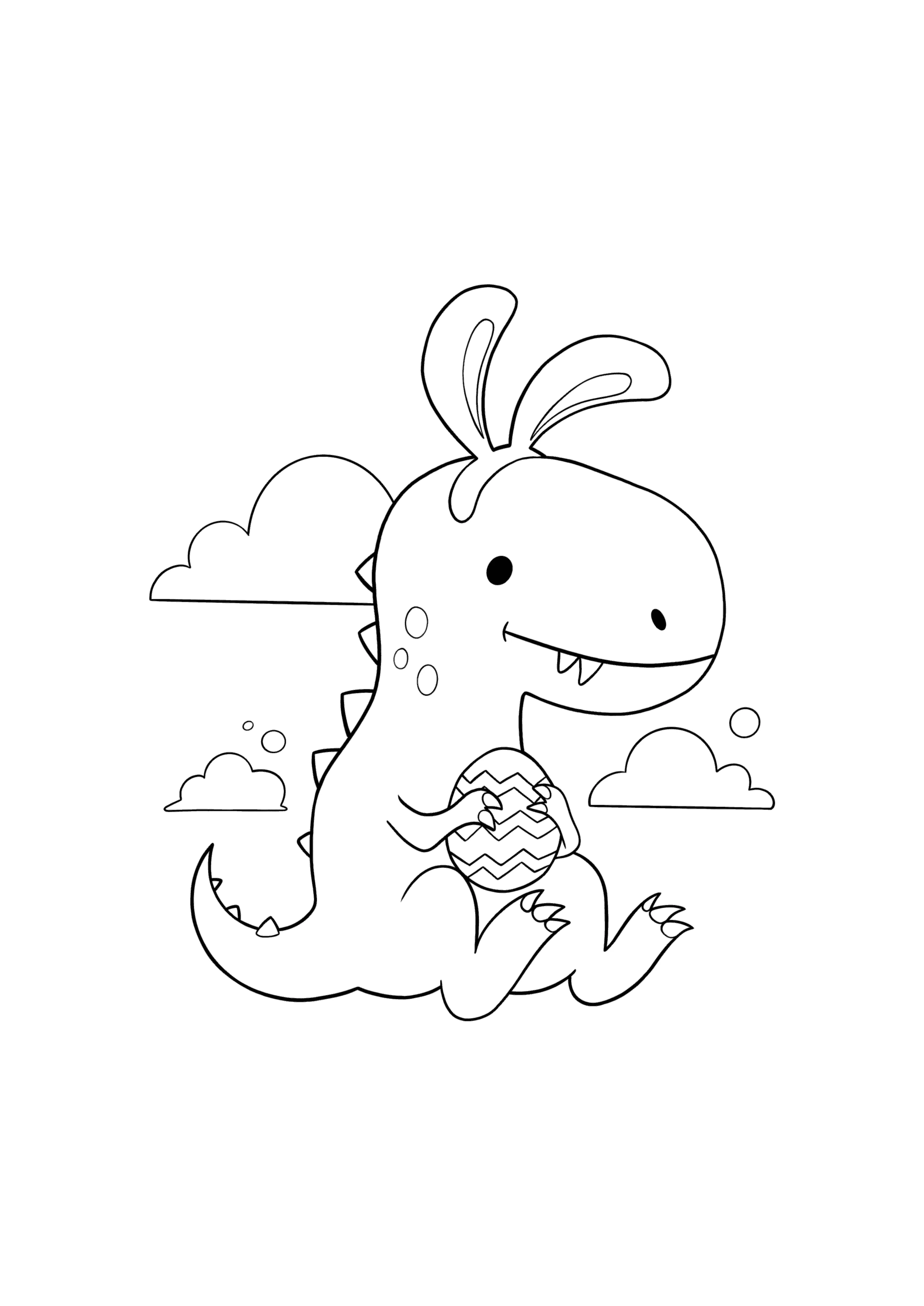 Easter Dinosaur with Bunny Ears Coloring Page